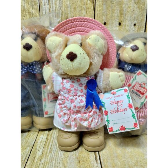Vtg 1986 Wendys Furskins Collectible 7” Teddy Bears Plush New & Sealed Set Of 4 - Picture 2 of 8